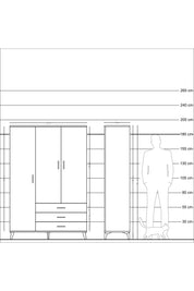 Hyperion Dolap 6 Raflı 3 Çekmeceli Tek Askılı 132x44x195 Aytaşı-Çam/Aytaşı