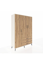 Hyperion Dolap 6 Raflı 3 Çekmeceli Tek Askılı 132x44x195 Aytaşı-Çam/Çam