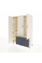 Hyperion Dolap 6 Raflı 3 Çekmeceli Tek Askılı 132x44x195 Aytaşı-Aytaşı/Antrasit