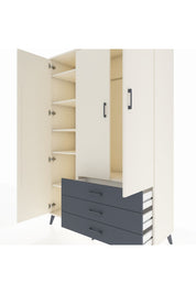 Hyperion Dolap 6 Raflı 3 Çekmeceli Tek Askılı 132x44x195 Aytaşı-Aytaşı/Antrasit