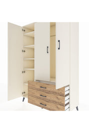 Hyperion Dolap 6 Raflı 3 Çekmeceli Tek Askılı 132x44x195 Aytaşı-Aytaşı/Çam