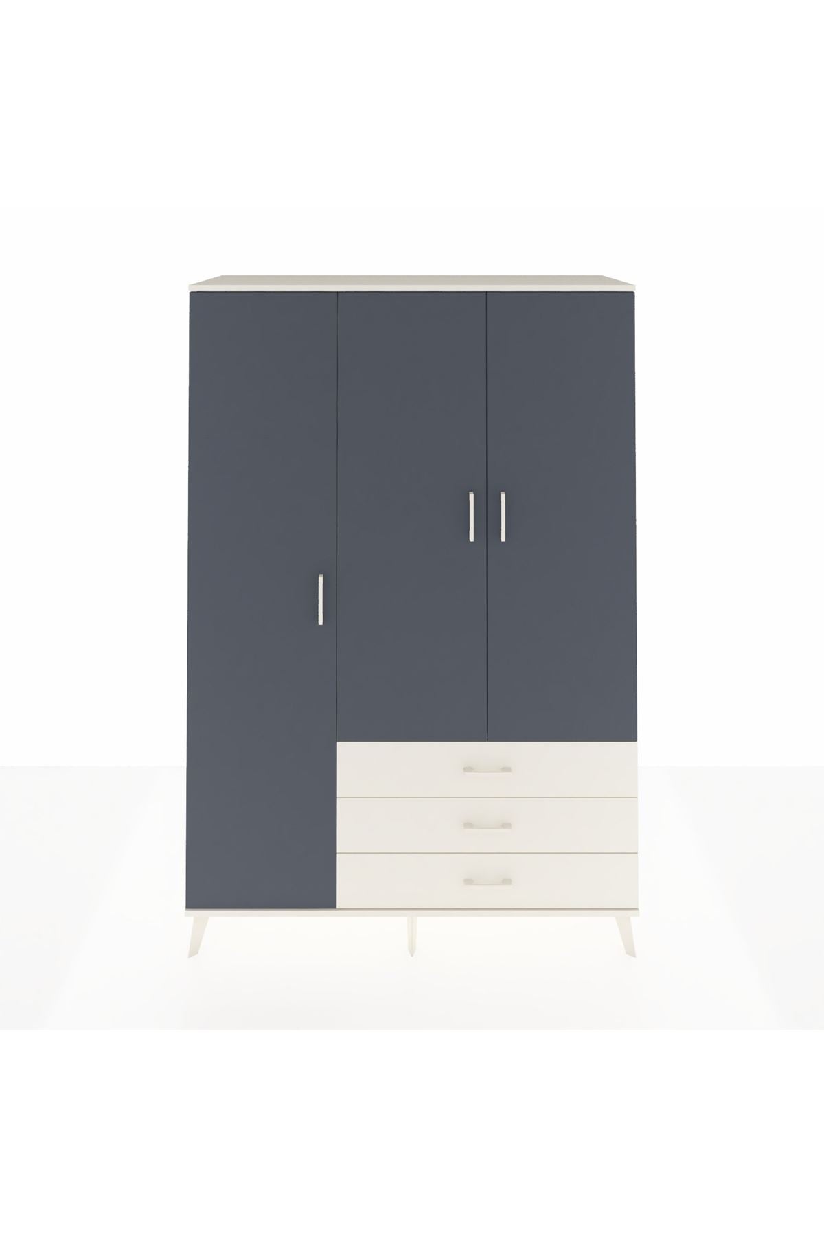 Hyperion Dolap 6 Raflı 3 Çekmeceli Tek Askılı 132x44x195 Aytaşı-Antrasit/Aytaşı