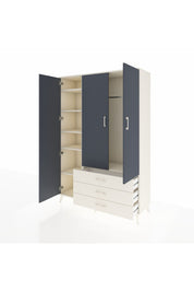 Hyperion Dolap 6 Raflı 3 Çekmeceli Tek Askılı 132x44x195 Aytaşı-Antrasit/Aytaşı