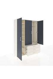 Hyperion Dolap 6 Raflı 3 Çekmeceli Tek Askılı 132x44x195 Aytaşı-Antrasit/Aytaşı