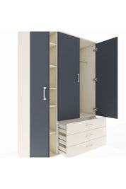 Hyperion Dolap 6 Raflı 3 Çekmeceli Tek Askılı 132x44x195 Aytaşı-Antrasit/Aytaşı