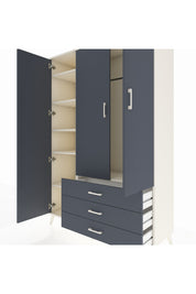 Hyperion Dolap 6 Raflı 3 Çekmeceli Tek Askılı 132x44x195 Aytaşı-Antrasit/Antrasit