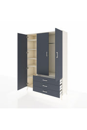 Hyperion Dolap 6 Raflı 3 Çekmeceli Tek Askılı 132x44x195 Aytaşı-Antrasit/Antrasit