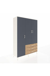 Hyperion Dolap 6 Raflı 3 Çekmeceli Tek Askılı 132x44x195 Aytaşı-Antrasit/Çam