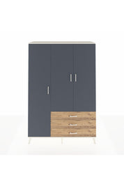 Hyperion Dolap 6 Raflı 3 Çekmeceli Tek Askılı 132x44x195 Aytaşı-Antrasit/Çam