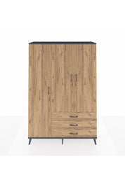 Hyperion Dolap 6 Raflı 3 Çekmeceli Tek Askılı 132x44x195 Antrasit-Çam/Çam