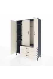 Hyperion Dolap 6 Raflı 3 Çekmeceli Tek Askılı 132x44x195 Antrasit-Aytaşı/Aytaşı