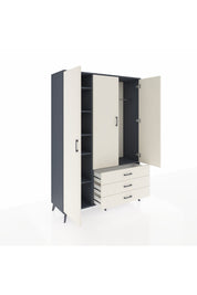 Hyperion Dolap 6 Raflı 3 Çekmeceli Tek Askılı 132x44x195 Antrasit-Aytaşı/Aytaşı