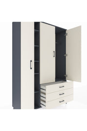 Hyperion Dolap 6 Raflı 3 Çekmeceli Tek Askılı 132x44x195 Antrasit-Aytaşı/Aytaşı