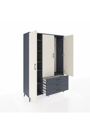 Hyperion Dolap 6 Raflı 3 Çekmeceli Tek Askılı 132x44x195 Antrasit-Aytaşı/Antrasit