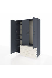 Hyperion Dolap 6 Raflı 3 Çekmeceli Tek Askılı 132x44x195 Antrasit-Antrasit/Aytaşı