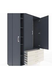 Hyperion Dolap 6 Raflı 3 Çekmeceli Tek Askılı 132x44x195 Antrasit-Antrasit/Aytaşı