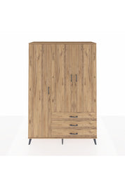 Hyperion Dolap 6 Raflı 3 Çekmeceli Tek Askılı 132x44x195 Çam-Çam/Çam