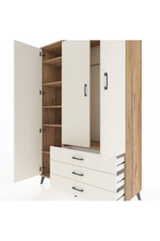 Hyperion Dolap 6 Raflı 3 Çekmeceli Tek Askılı 132x44x195 Çam-Aytaşı/Aytaşı