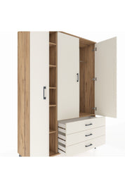 Hyperion Dolap 6 Raflı 3 Çekmeceli Tek Askılı 132x44x195 Çam-Aytaşı/Aytaşı