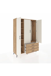 Hyperion Dolap 6 Raflı 3 Çekmeceli Tek Askılı 132x44x195 Çam-Aytaşı/Çam