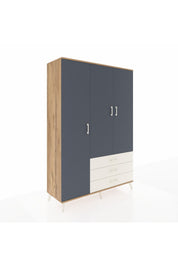 Hyperion Dolap 6 Raflı 3 Çekmeceli Tek Askılı 132x44x195 Çam-Antrasit/Aytaşı