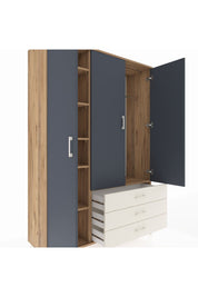 Hyperion Dolap 6 Raflı 3 Çekmeceli Tek Askılı 132x44x195 Çam-Antrasit/Aytaşı