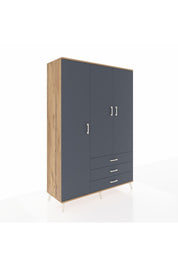 Hyperion Dolap 6 Raflı 3 Çekmeceli Tek Askılı 132x44x195 Çam-Antrasit/Antrasit