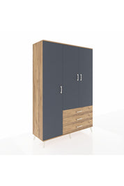 Hyperion Dolap 6 Raflı 3 Çekmeceli Tek Askılı 132x44x195 Çam-Antrasit/Çam