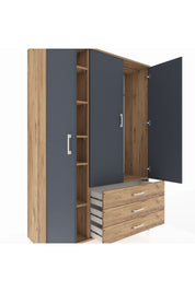 Hyperion Dolap 6 Raflı 3 Çekmeceli Tek Askılı 132x44x195 Çam-Antrasit/Çam