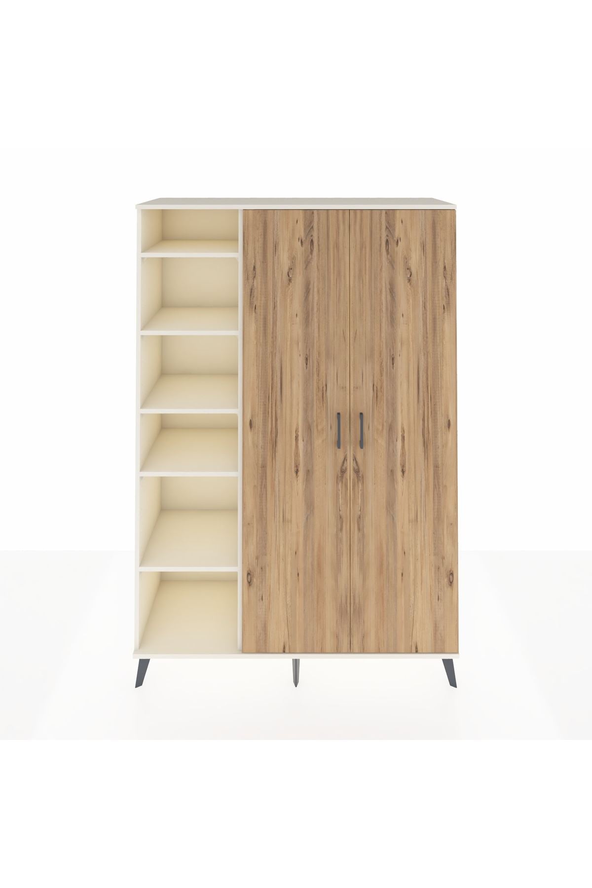 Hyperion Dolap 7 Raflı 2 Kapaklı Tek Askılı 132x44x195 Aytaşı-Çam/Aytaşı