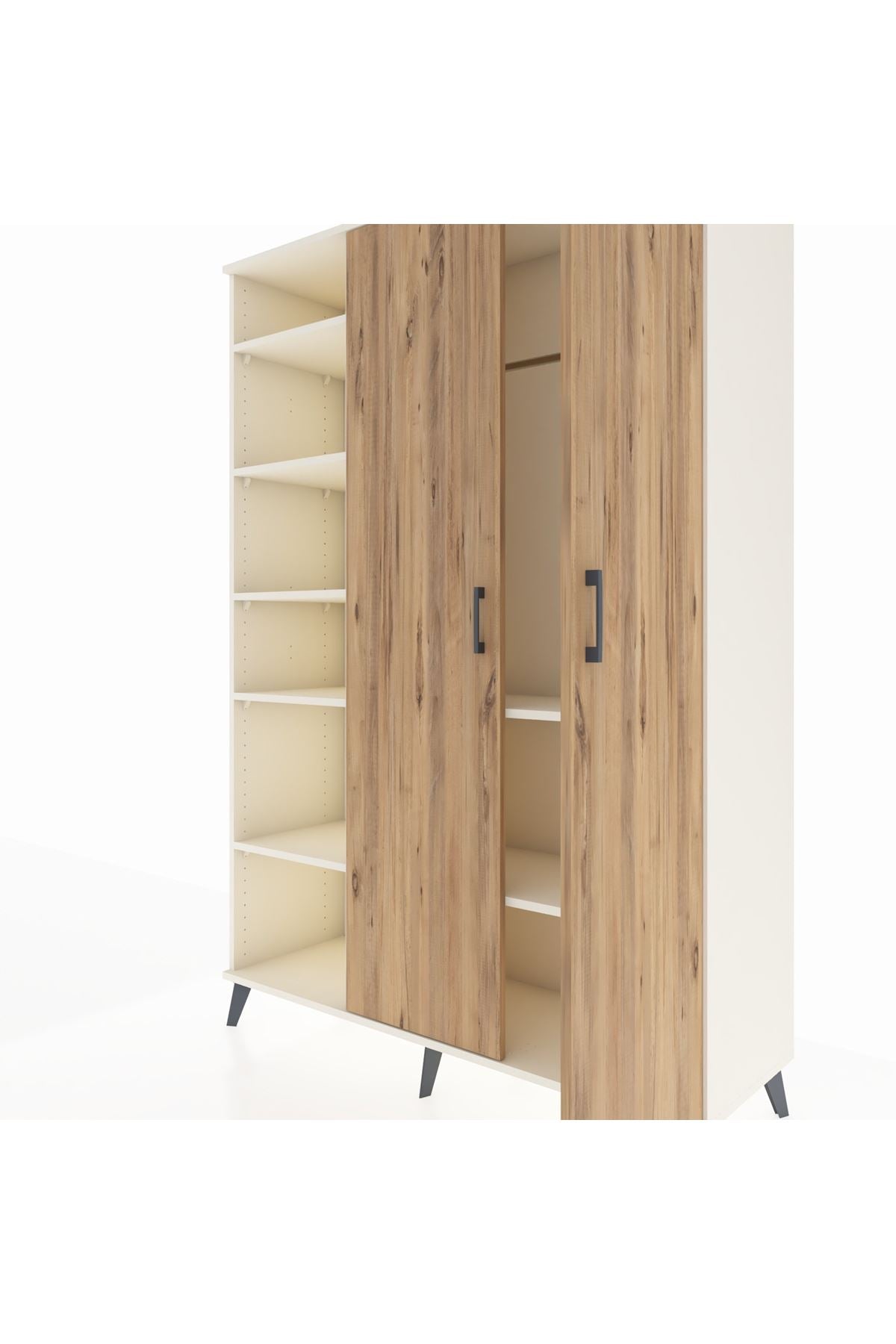 Hyperion Dolap 7 Raflı 2 Kapaklı Tek Askılı 132x44x195 Aytaşı-Çam/Aytaşı