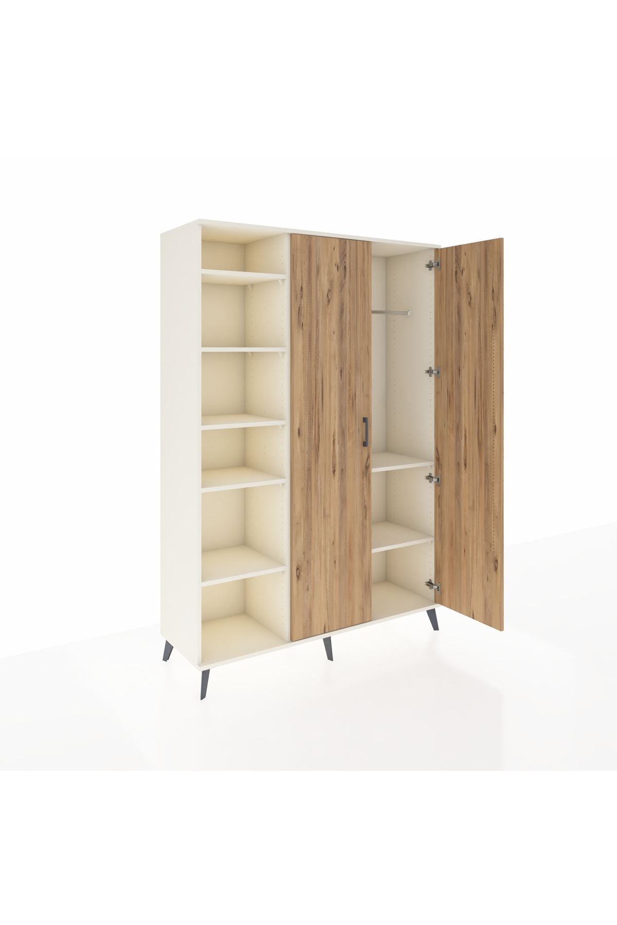 Hyperion Dolap 7 Raflı 2 Kapaklı Tek Askılı 132x44x195 Aytaşı-Çam/Aytaşı