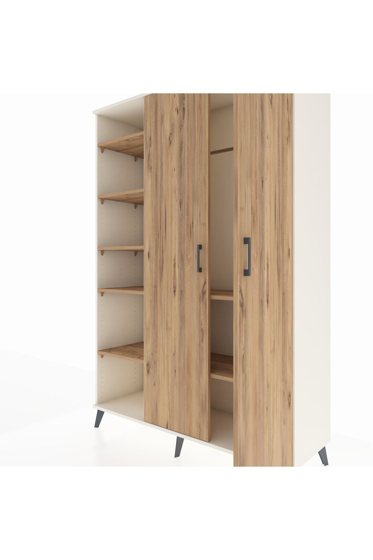 Hyperion Dolap 7 Raflı 2 Kapaklı Tek Askılı 132x44x195 Aytaşı-Çam/Çam