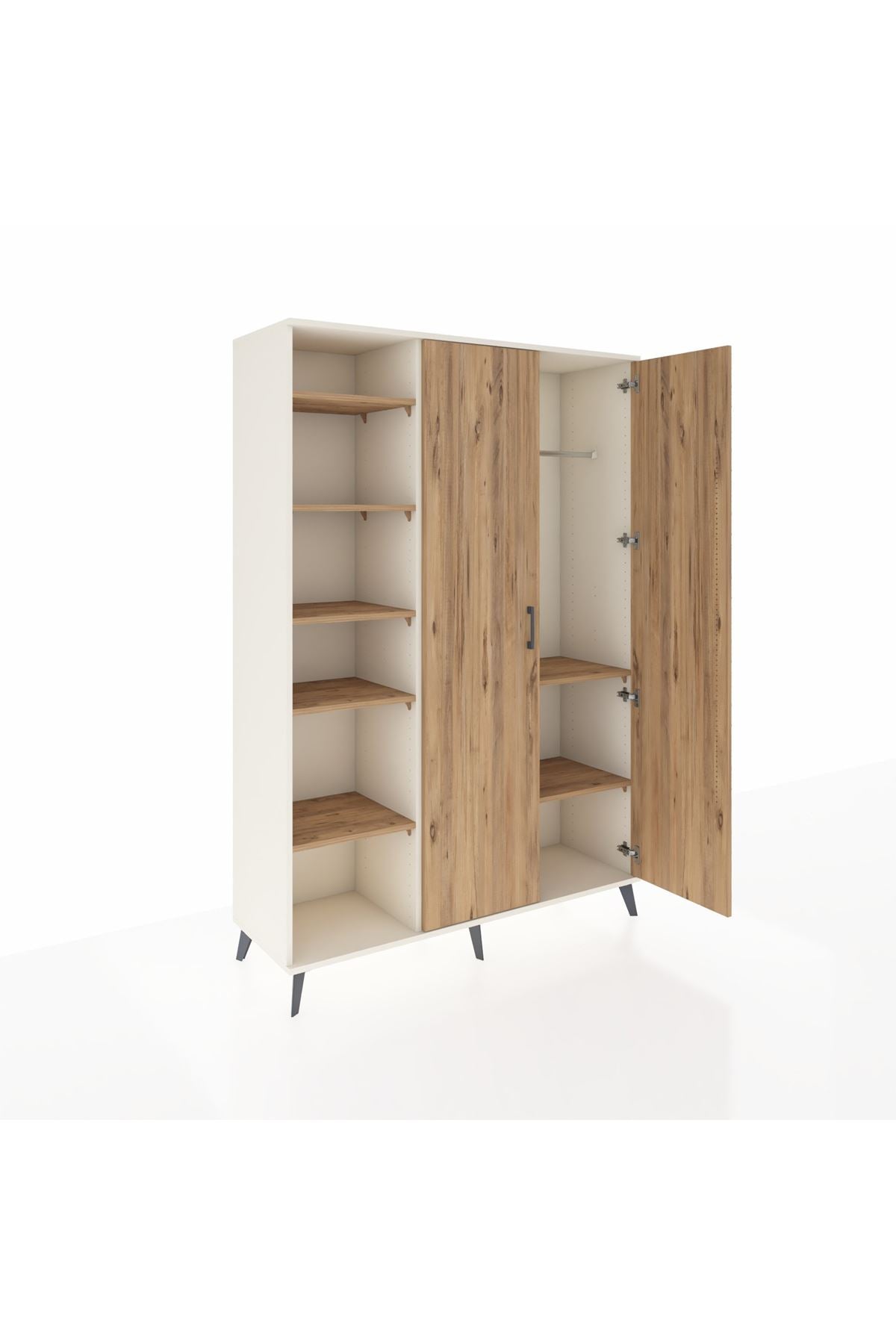 Hyperion Dolap 7 Raflı 2 Kapaklı Tek Askılı 132x44x195 Aytaşı-Çam/Çam