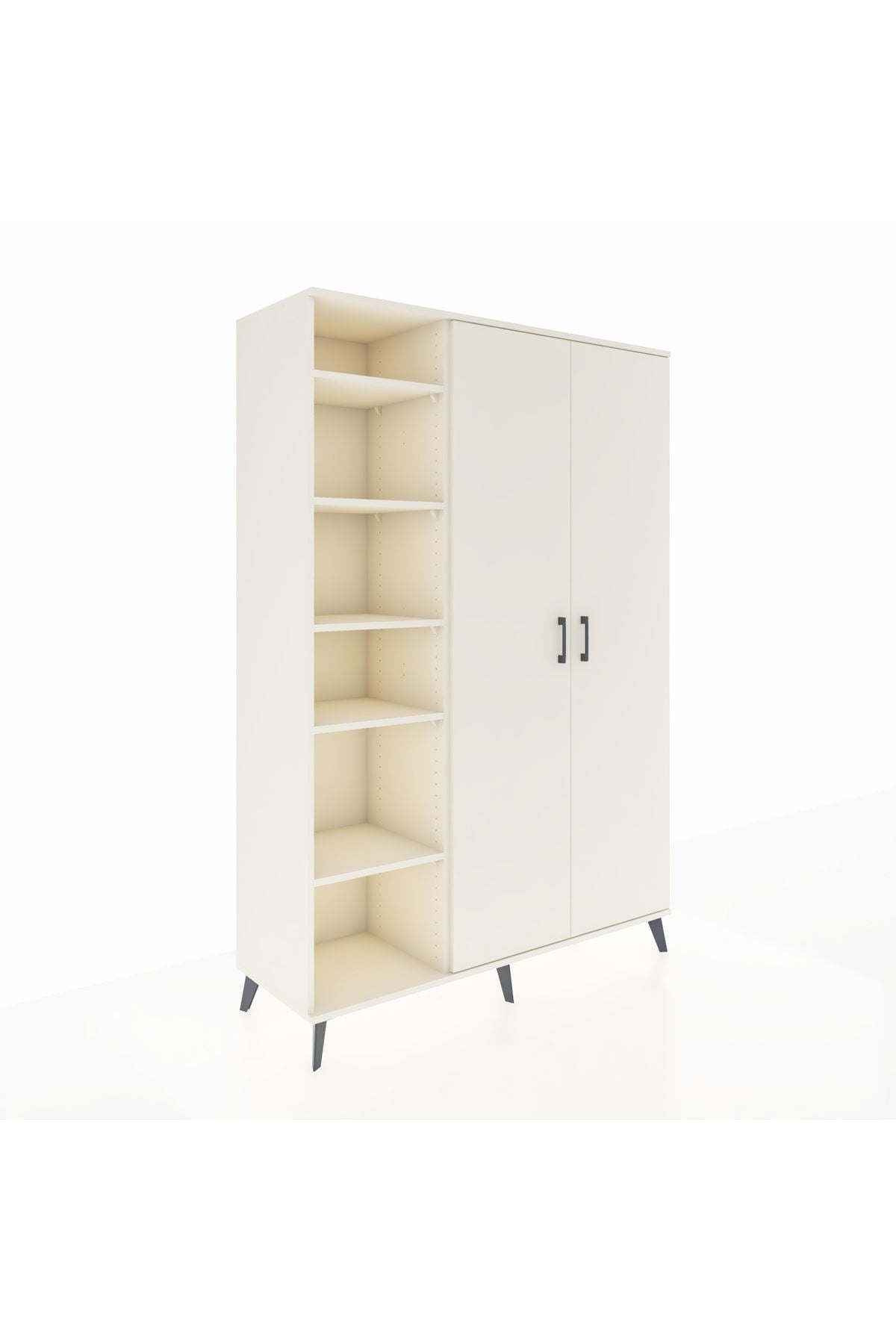 Hyperion Dolap 7 Raflı 2 Kapaklı Tek Askılı 132x44x195 Aytaşı-Aytaşı/Aytaşı