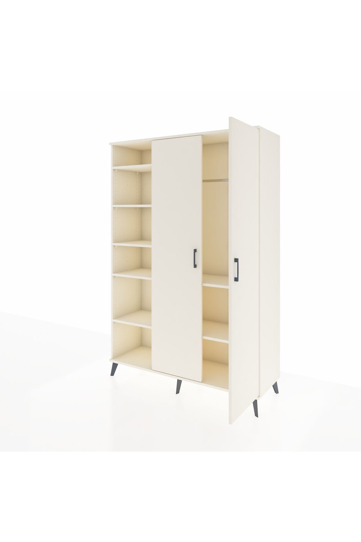 Hyperion Dolap 7 Raflı 2 Kapaklı Tek Askılı 132x44x195 Aytaşı-Aytaşı/Aytaşı