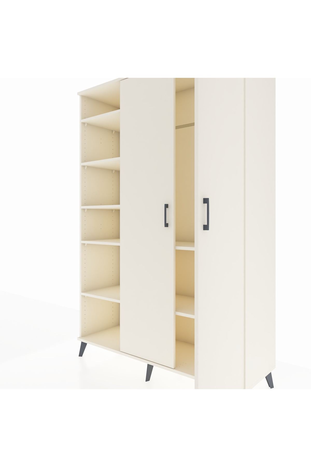 Hyperion Dolap 7 Raflı 2 Kapaklı Tek Askılı 132x44x195 Aytaşı-Aytaşı/Aytaşı