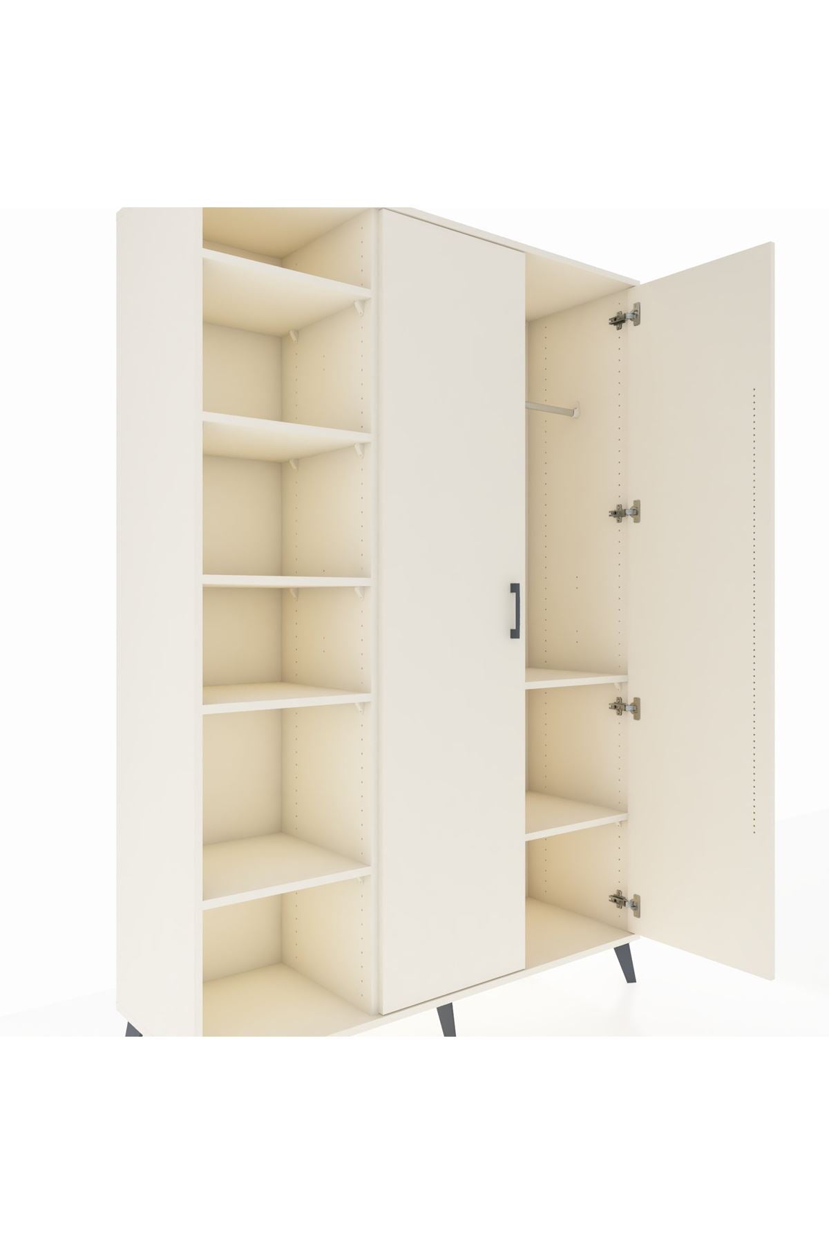 Hyperion Dolap 7 Raflı 2 Kapaklı Tek Askılı 132x44x195 Aytaşı-Aytaşı/Aytaşı