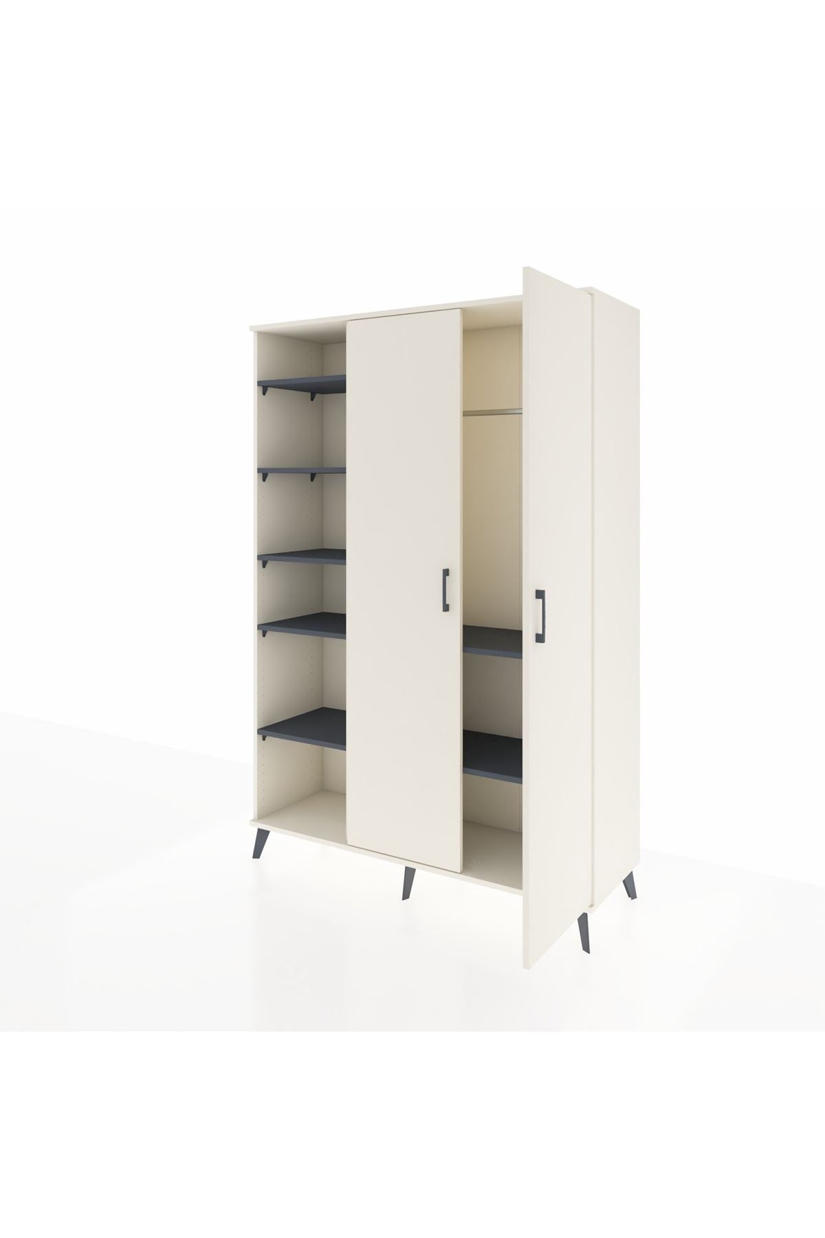 Hyperion Dolap 7 Raflı 2 Kapaklı Tek Askılı 132x44x195 Aytaşı-Aytaşı/Antrasit