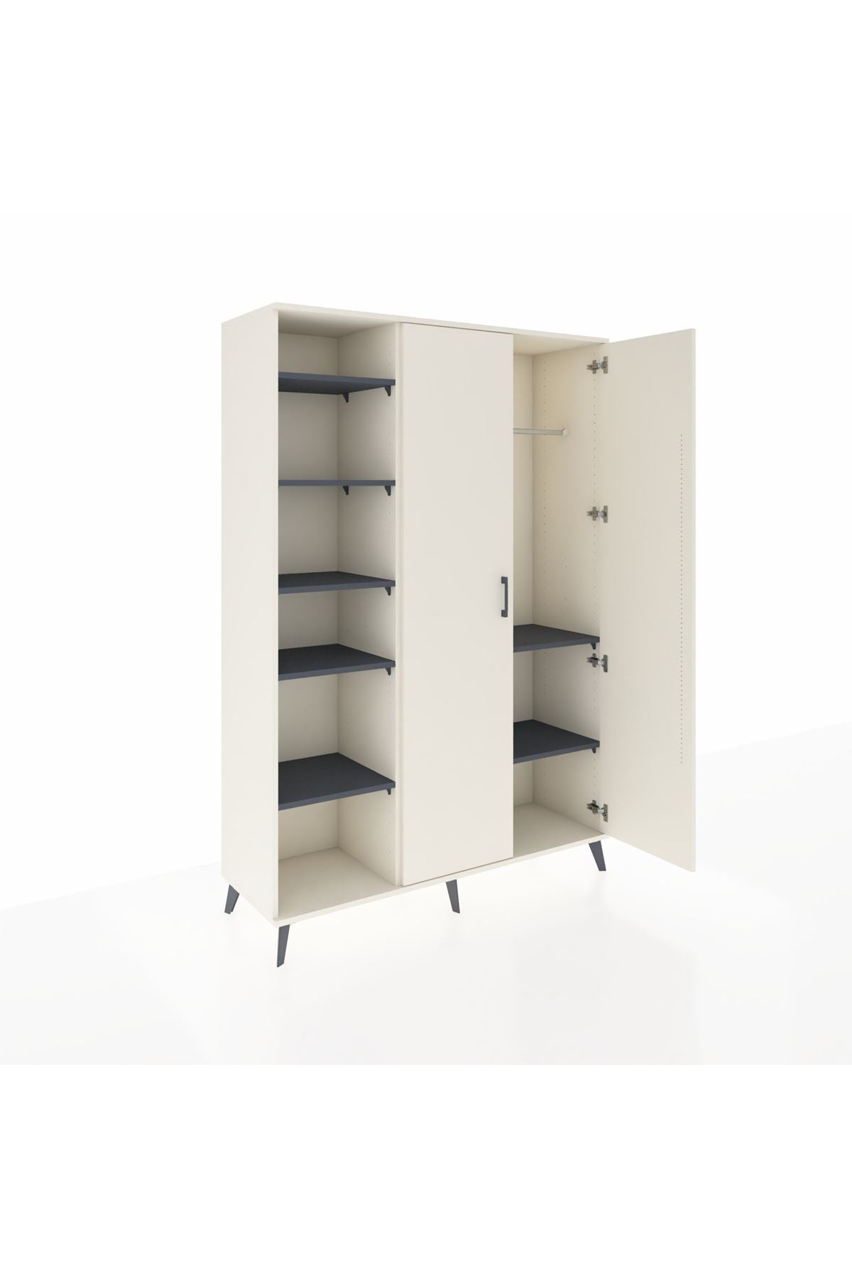 Hyperion Dolap 7 Raflı 2 Kapaklı Tek Askılı 132x44x195 Aytaşı-Aytaşı/Antrasit