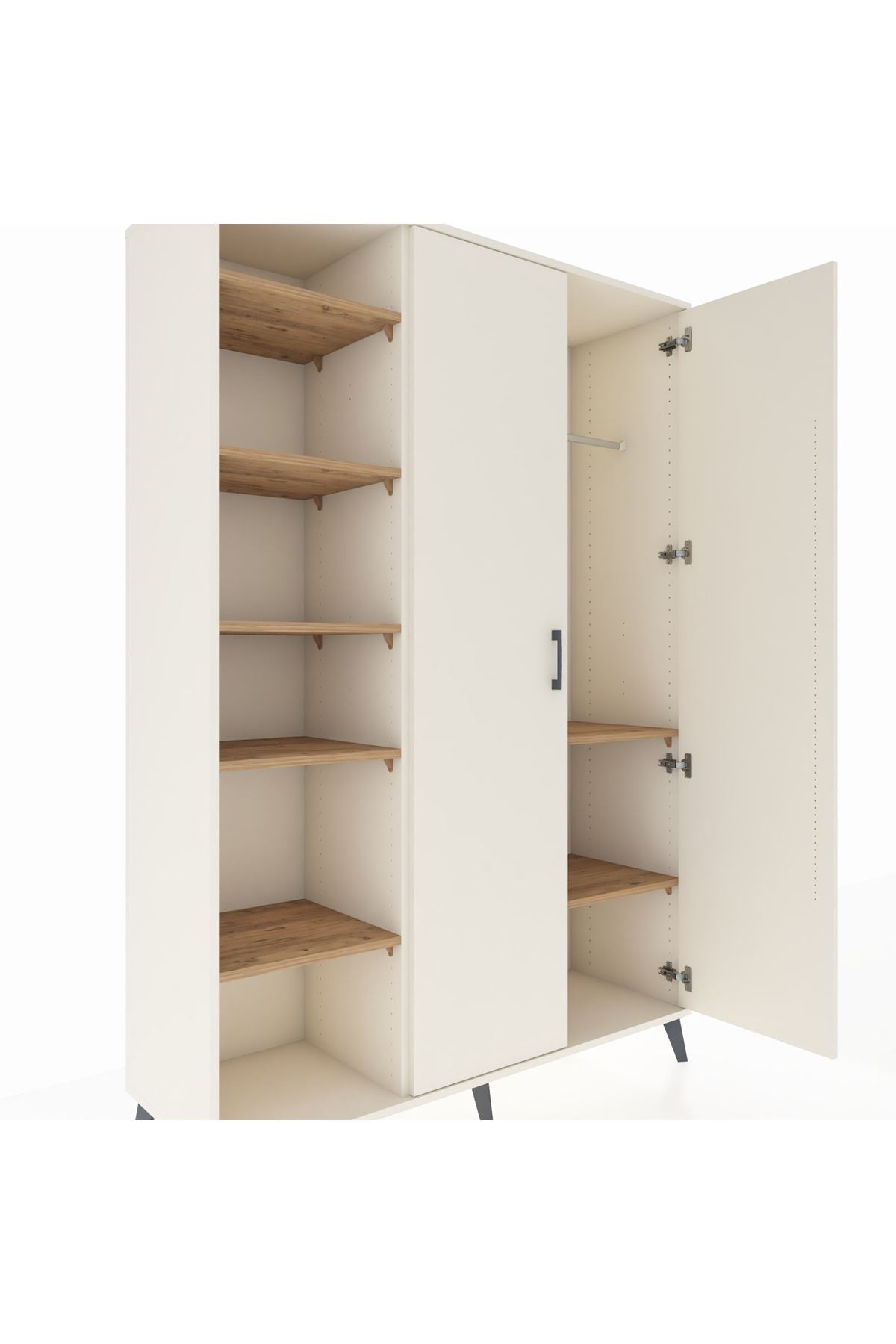 Hyperion Dolap 7 Raflı 2 Kapaklı Tek Askılı 132x44x195 Aytaşı-Aytaşı/Çam