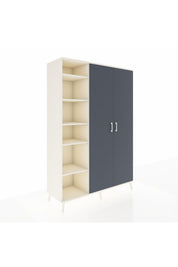 Hyperion Dolap 7 Raflı 2 Kapaklı Tek Askılı 132x44x195 Aytaşı-Antrasit/Aytaşı