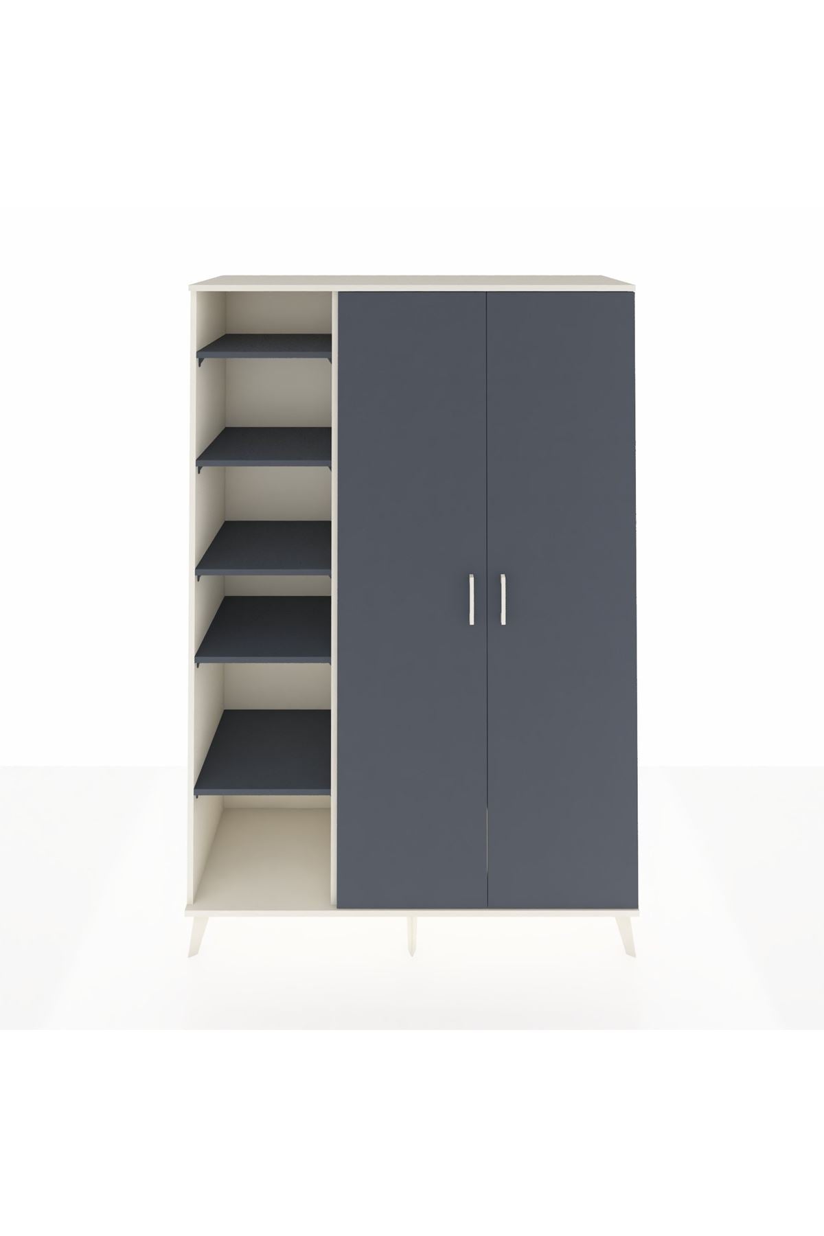 Hyperion Dolap 7 Raflı 2 Kapaklı Tek Askılı 132x44x195 Aytaşı-Antrasit/Antrasit