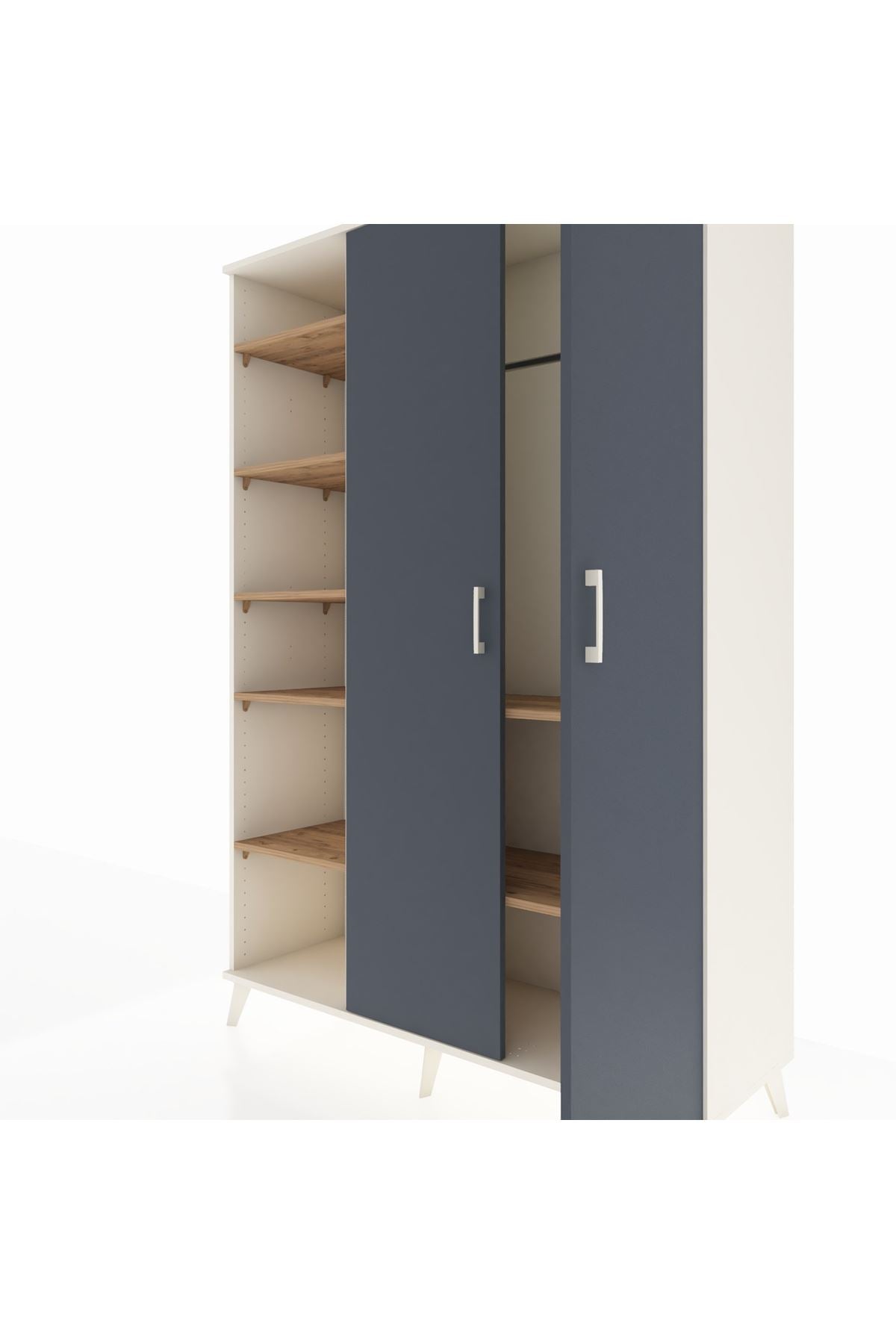 Hyperion Dolap 7 Raflı 2 Kapaklı Tek Askılı 132x44x195 Aytaşı-Antrasit/Çam