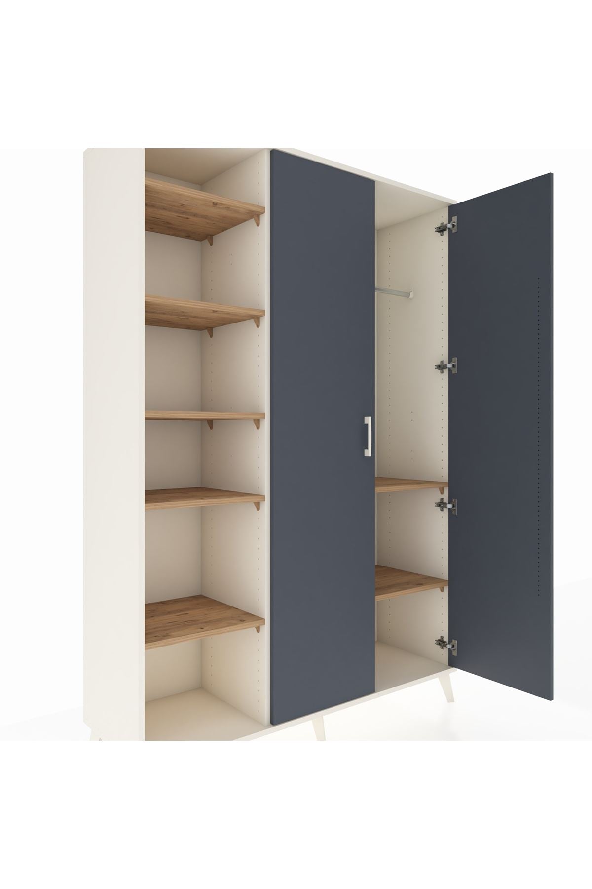 Hyperion Dolap 7 Raflı 2 Kapaklı Tek Askılı 132x44x195 Aytaşı-Antrasit/Çam