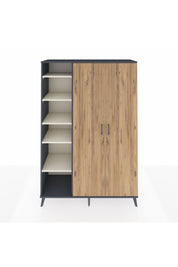 Hyperion Dolap 7 Raflı 2 Kapaklı Tek Askılı 132x44x195 Antrasit-Çam/Aytaşı