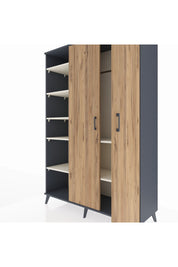 Hyperion Dolap 7 Raflı 2 Kapaklı Tek Askılı 132x44x195 Antrasit-Çam/Aytaşı