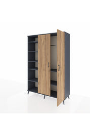 Hyperion Dolap 7 Raflı 2 Kapaklı Tek Askılı 132x44x195 Antrasit-Çam/Antrasit