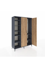 Hyperion Dolap 7 Raflı 2 Kapaklı Tek Askılı 132x44x195 Antrasit-Çam/Antrasit