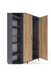 Hyperion Dolap 7 Raflı 2 Kapaklı Tek Askılı 132x44x195 Antrasit-Çam/Antrasit